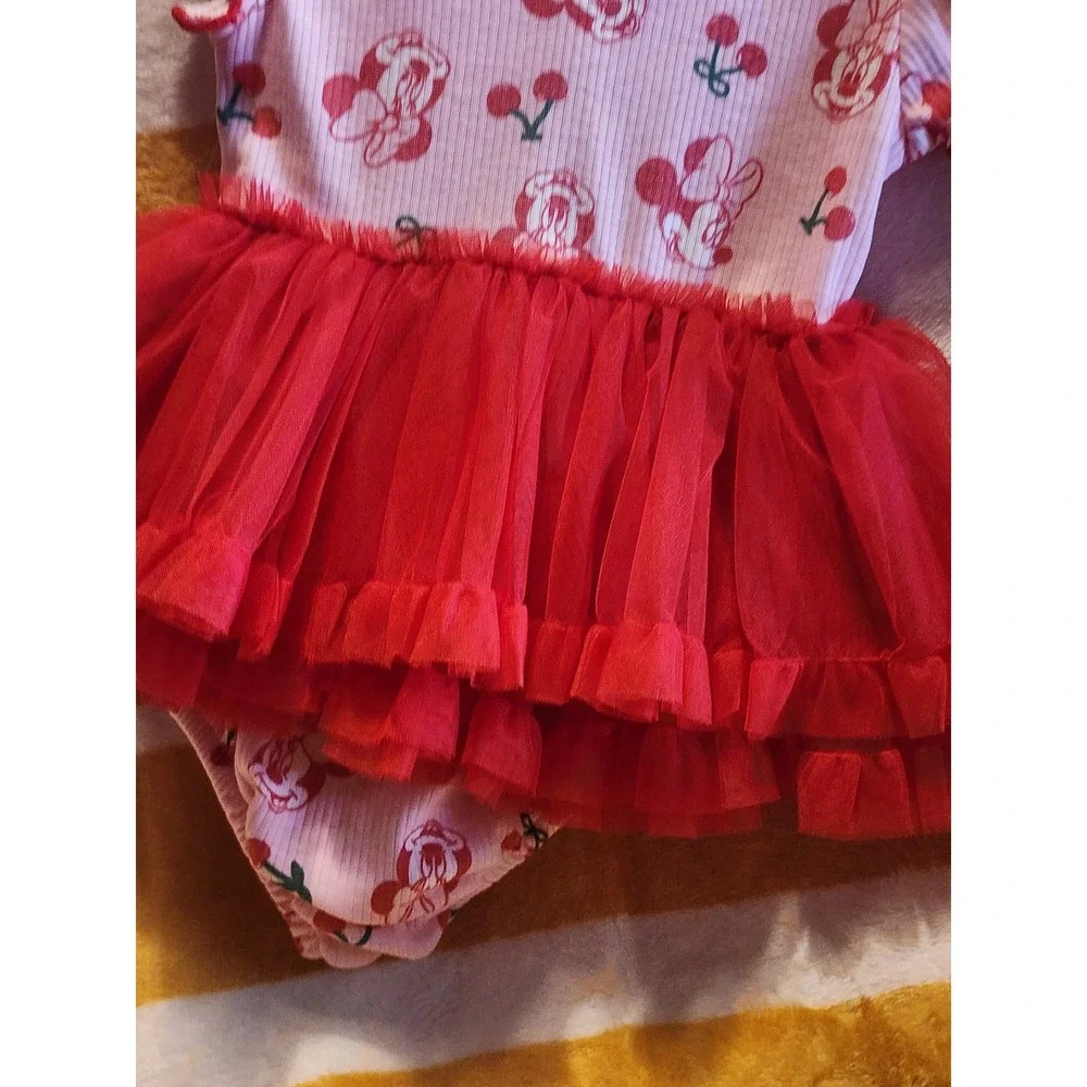 Disney Baby Minnie Mouse Tutu Bodysuit Headband Set Girls 6-9M NWT